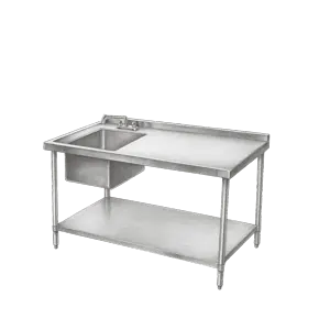 Inox oprema i radne površine za profesionalne kuhinje i industrijske objekte, uključujući pultove, stolove, polica i kuhinjske elemente od nerđajućeg čelika.